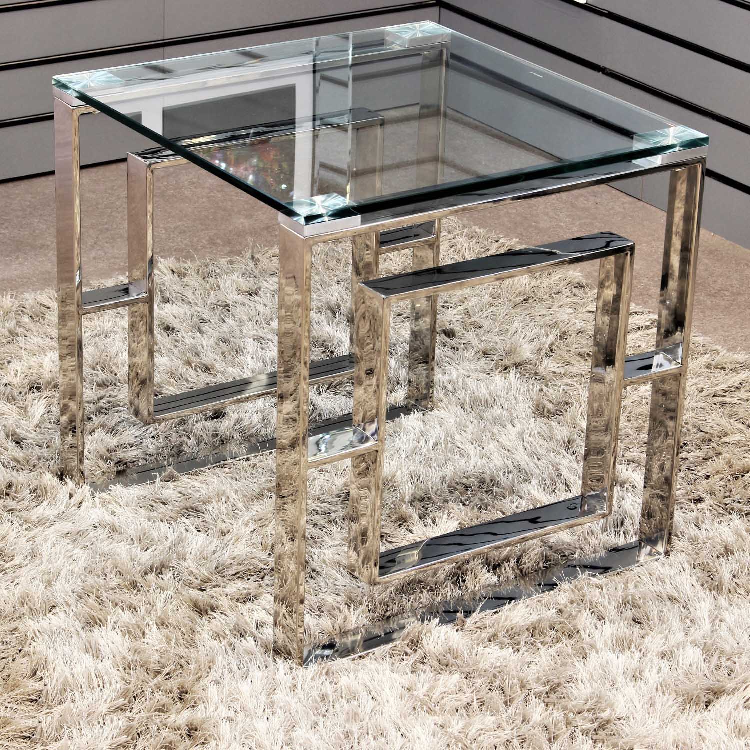 Geo Silver Metal Side Table