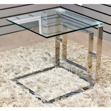 Geo Silver Metal End Sofa Table