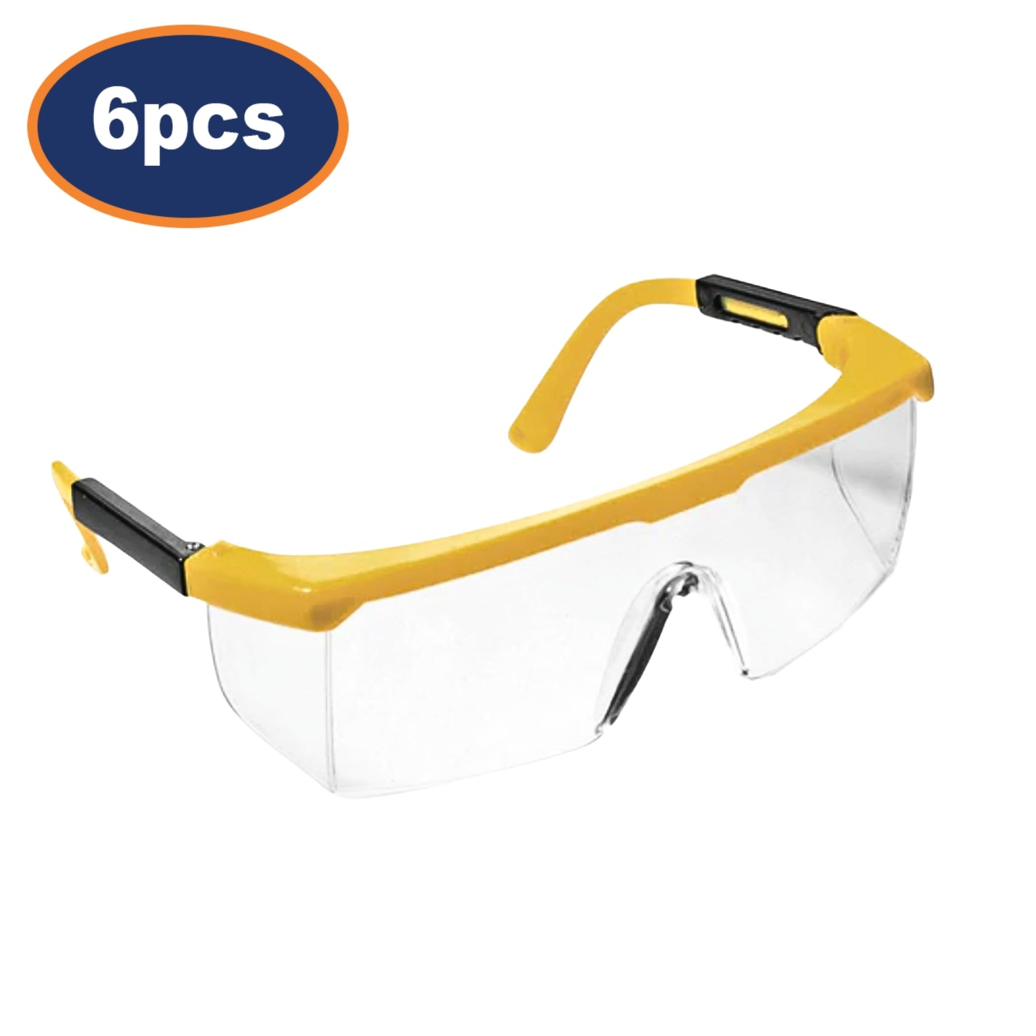 6Pcs Yellow Industrial Safety Eyewear Glasses