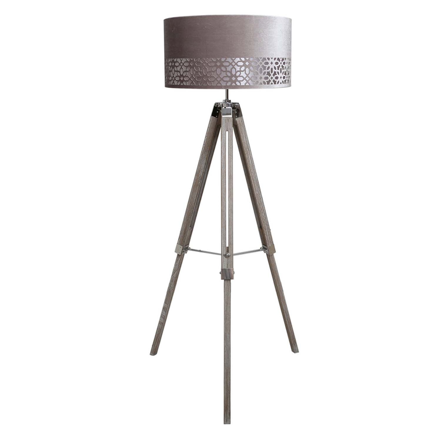 Wood Mesh Effect Tripod Floor Lamp