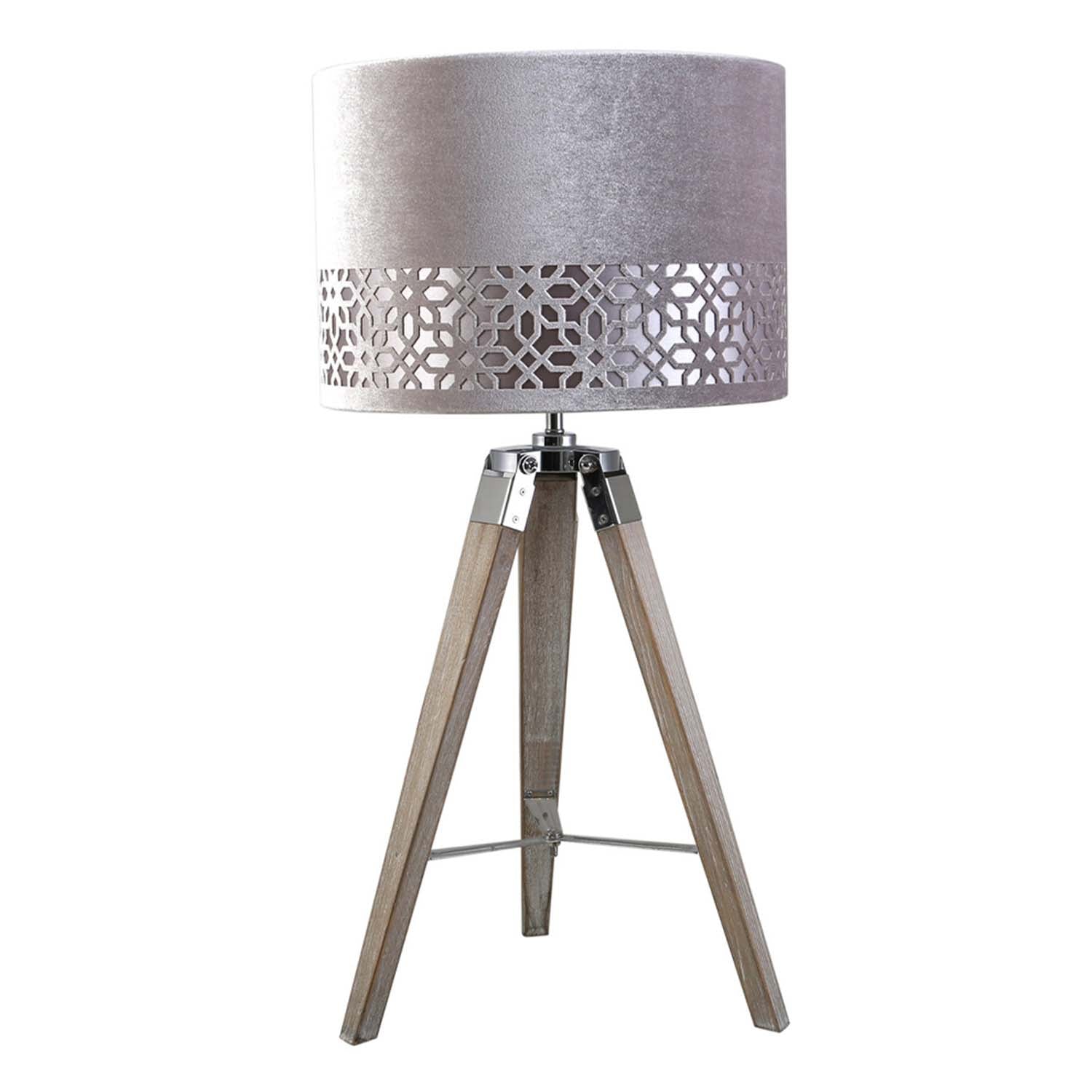 Wood Mesh Effect Tripod Table Lamp