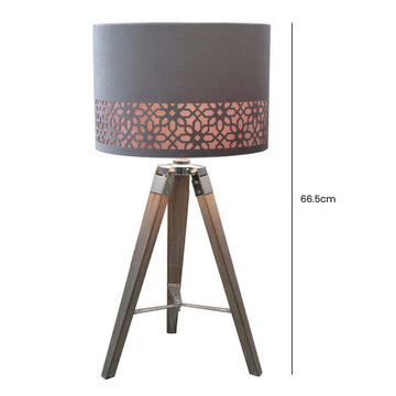 Wood Mesh Effect Tripod Table Lamp