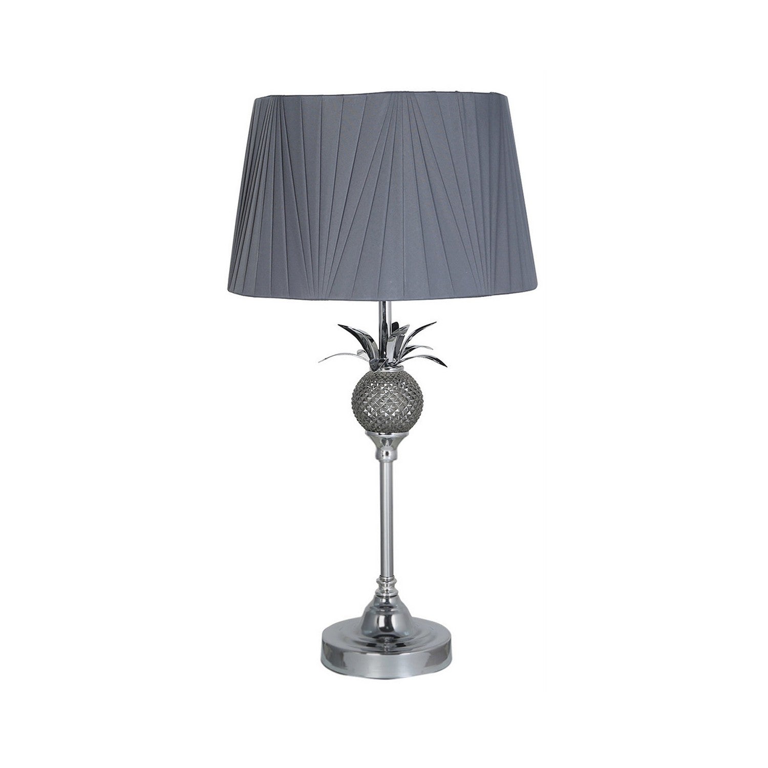 Pineapple Shape Metal Base Table Lamp with Grey Fabric Shade