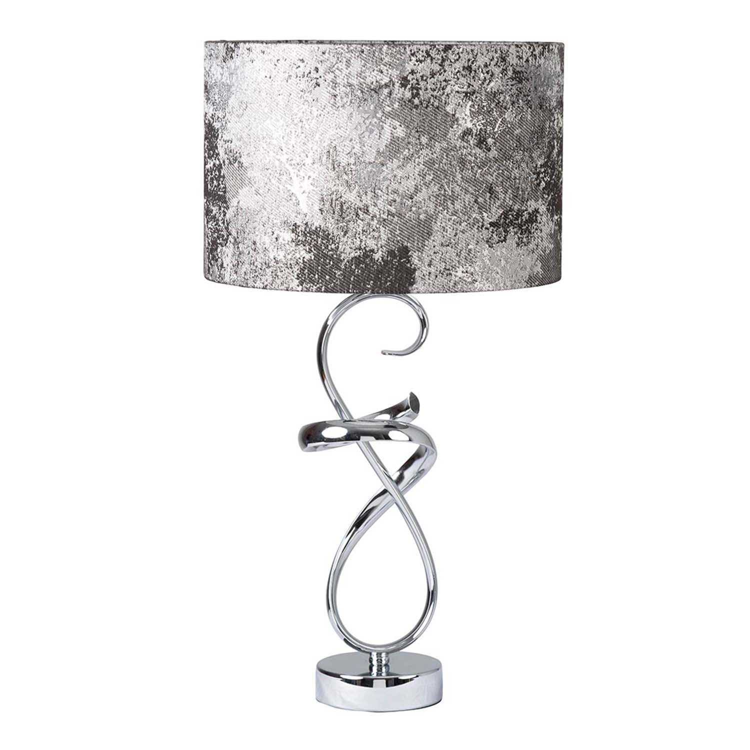 Chrome Metal Swirl Base Table Lamp