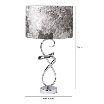 Chrome Metal Swirl Base Table Lamp