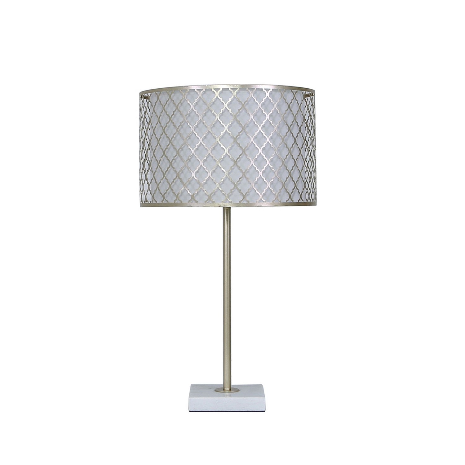 Gold Finish Metal Marble Table Lamp With Marrakech Shade