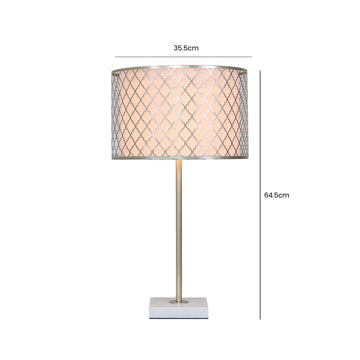 Gold Finish Metal Marble Table Lamp With Marrakech Shade