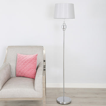 167cm Chrome Finish Base Floor Lamp with Grey Shade