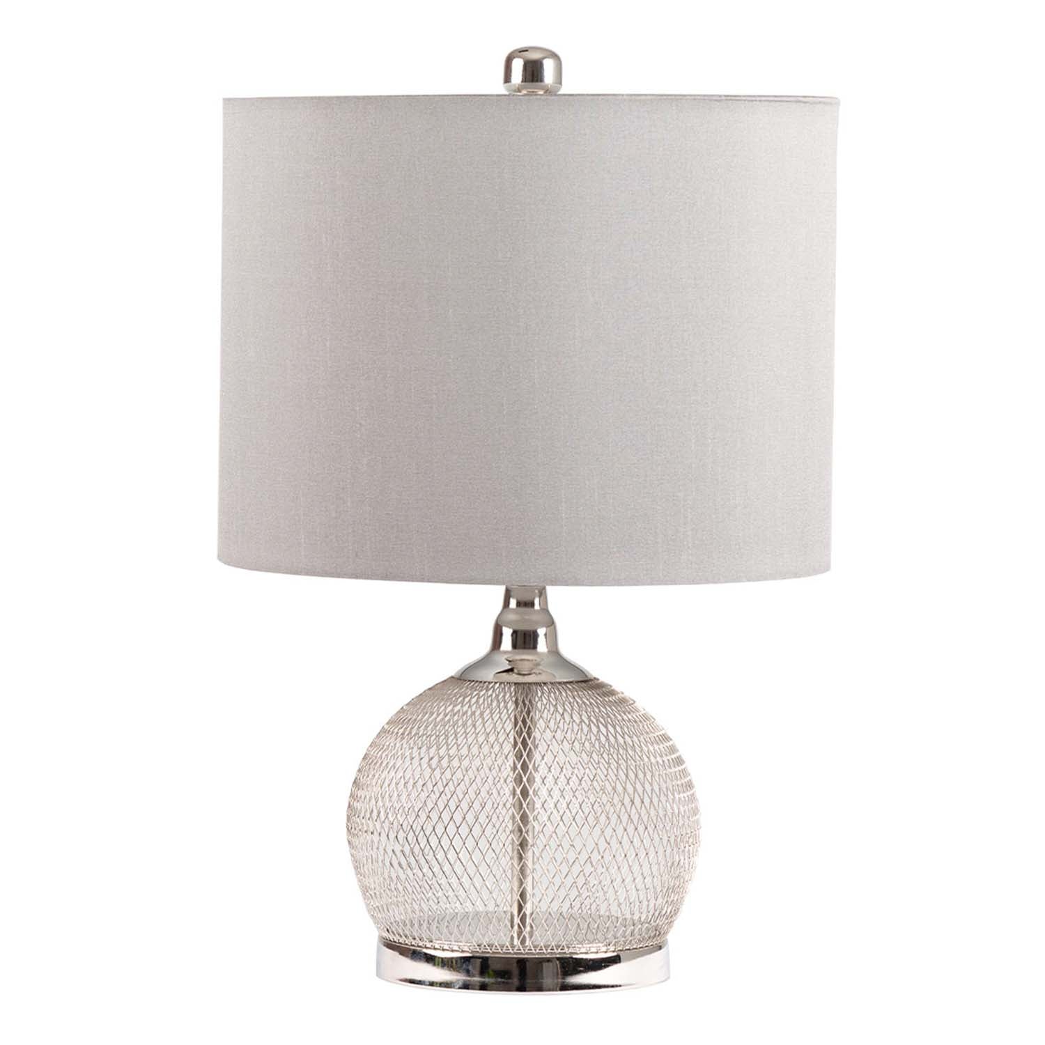 46cm Chrome Metal Wire Mesh Effect Table Lamp