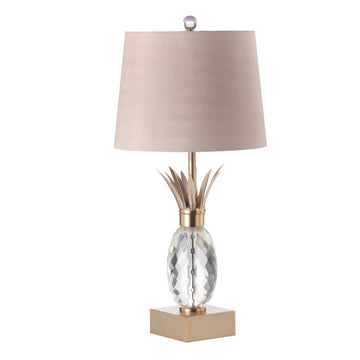 Gold Pineapple Table Lamp with Black Satin Shade