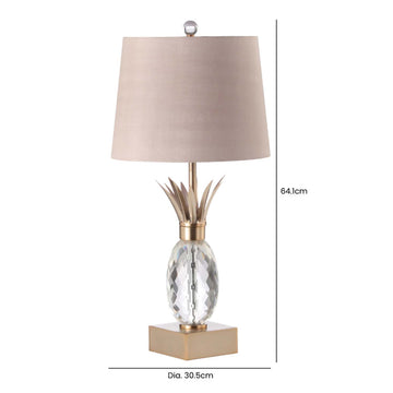 64cm Pineapple Glass Metal Base Silk Shade Table Lamp