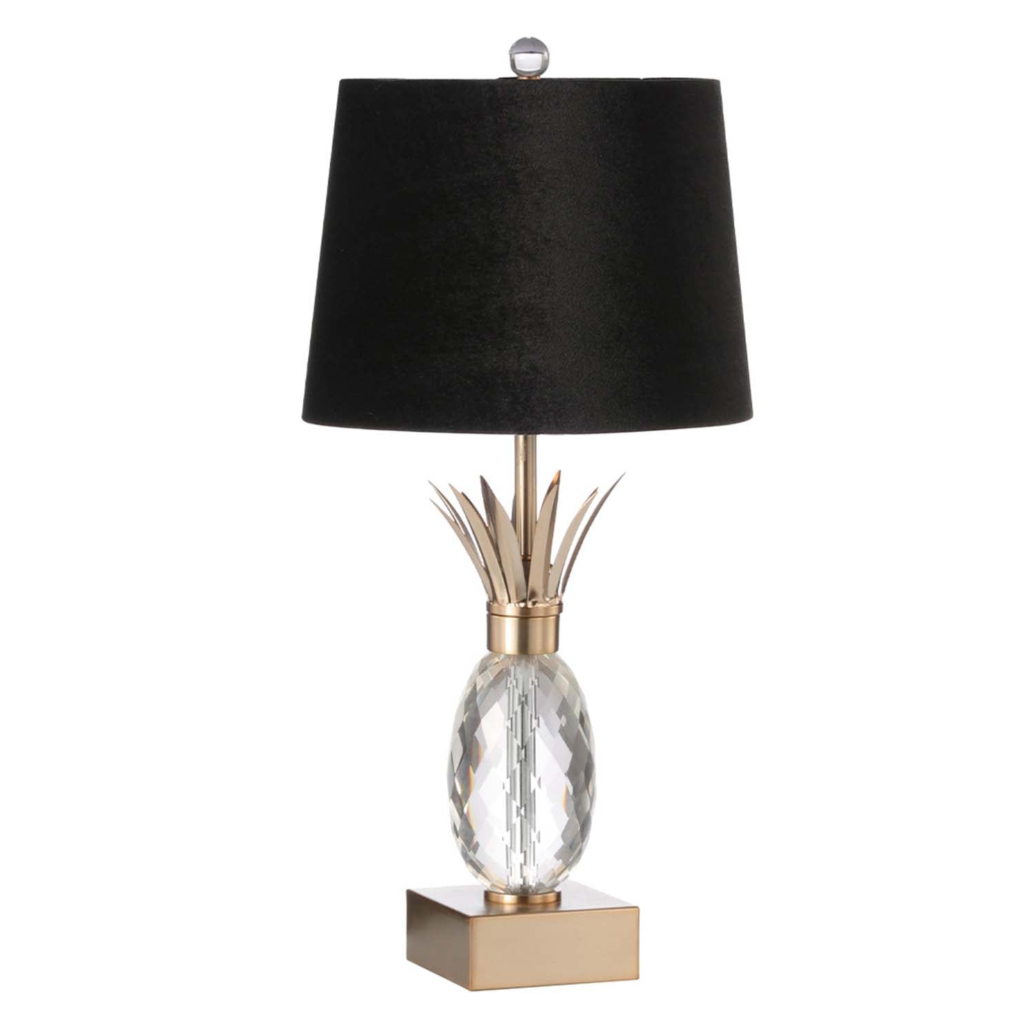 64cm Pineapple Glass Metal Base Black Velvet Shade Table Lamp