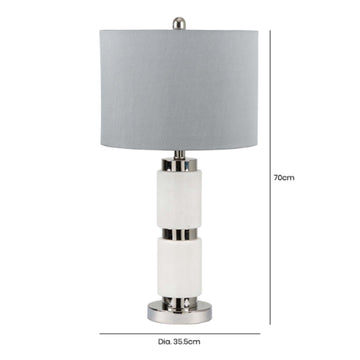 White Marble Effect Ceramic Base Grey Linen Shade Table Lamp