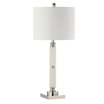 78cm Clear Ceramic Base White Linen Shade Table Lamp