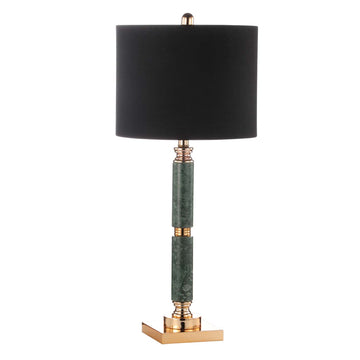 78cm Green Marble Design Base Black Linen Shade Table Lamp