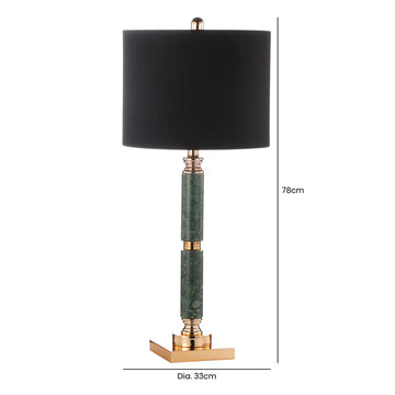 78cm Green Marble Design Base Black Linen Shade Table Lamp