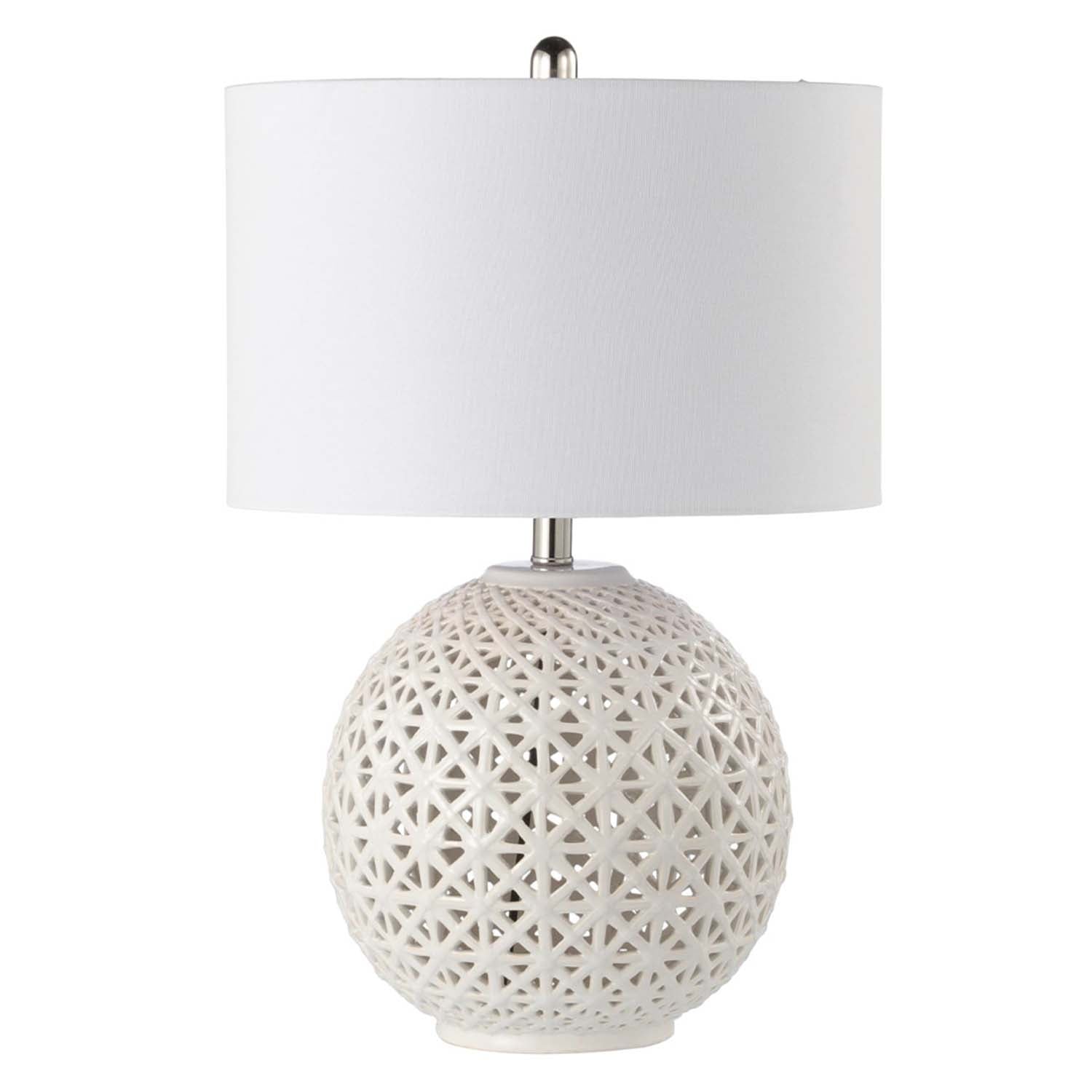 64cm Modern White Linen Shade Ceramic Table Lamp