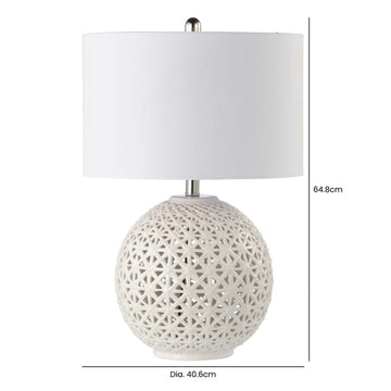 64cm Modern White Linen Shade Ceramic Table Lamp