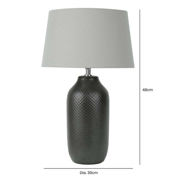 48cm Black Ceramic Base Grey Linen Shade Table Lamp