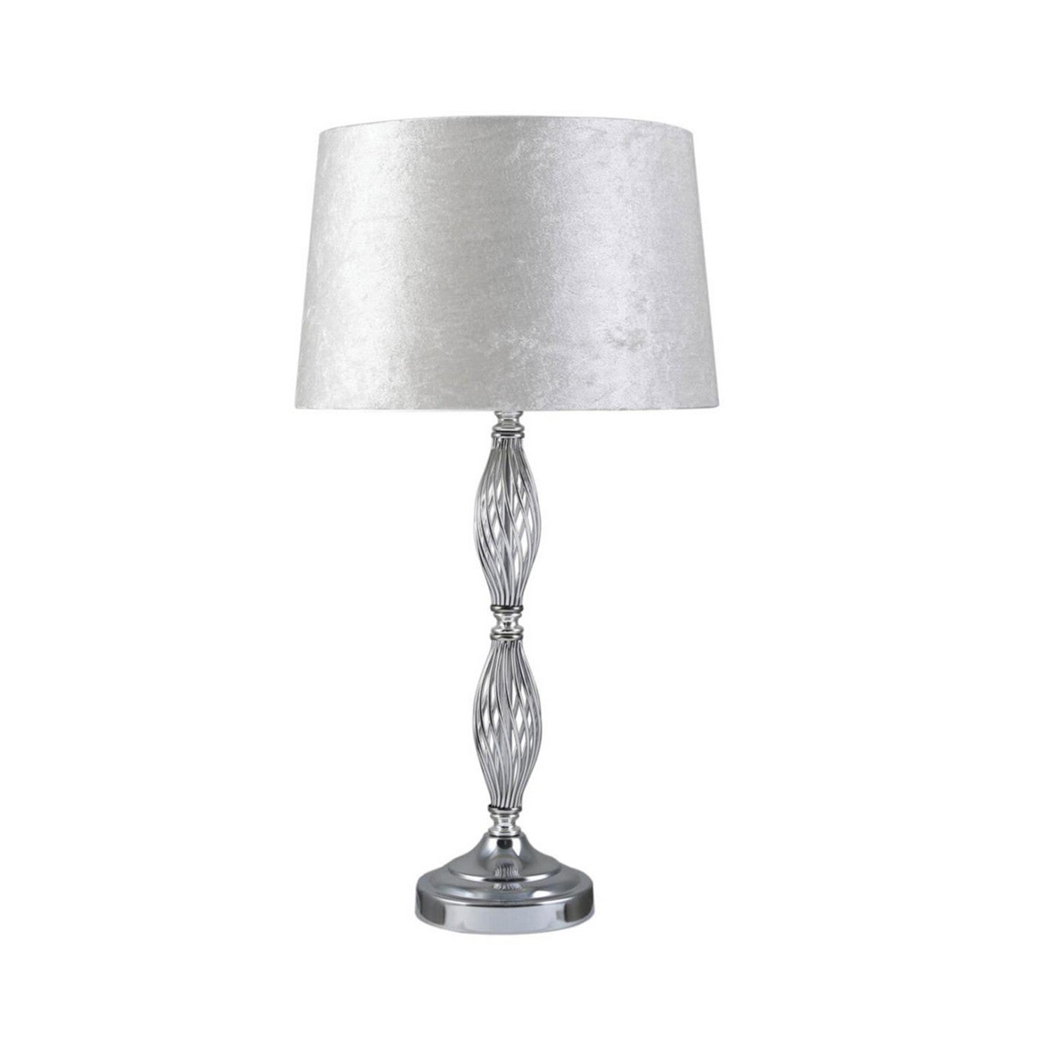 Wire Ball Metal Clear Table Lamp With Ivory Fabric Shade