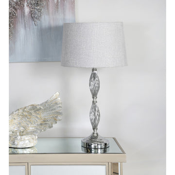 Wire Ball Metal Base Table Lamp With Grey Shade