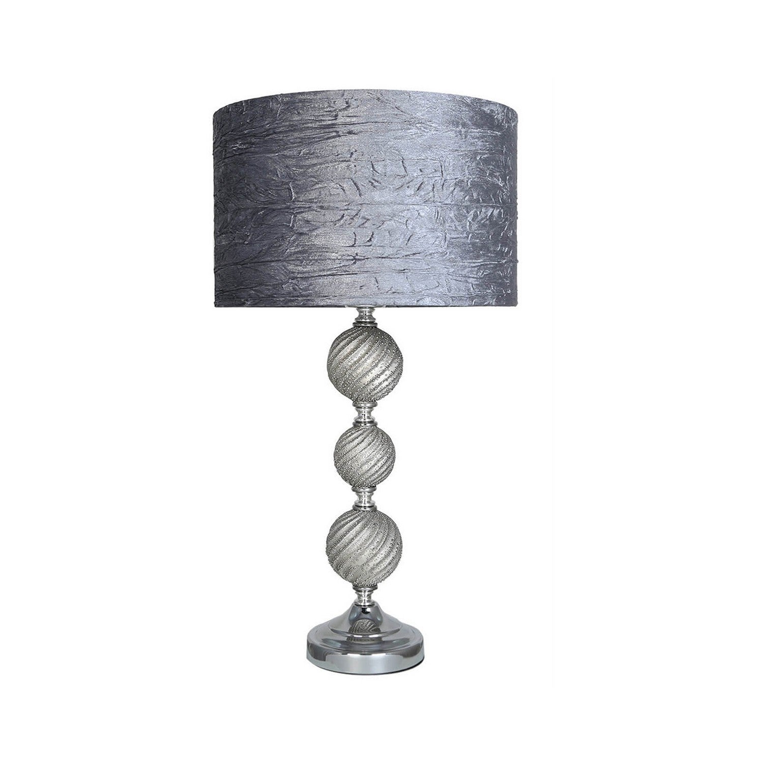 3 Ceramic Ball Base Table Lamp With Grey Shade