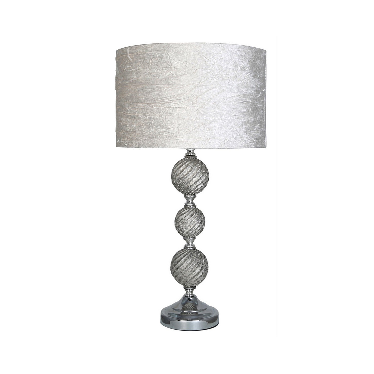 3 Ceramic Ball Base Table Lamp With Ivory Fabric Shade