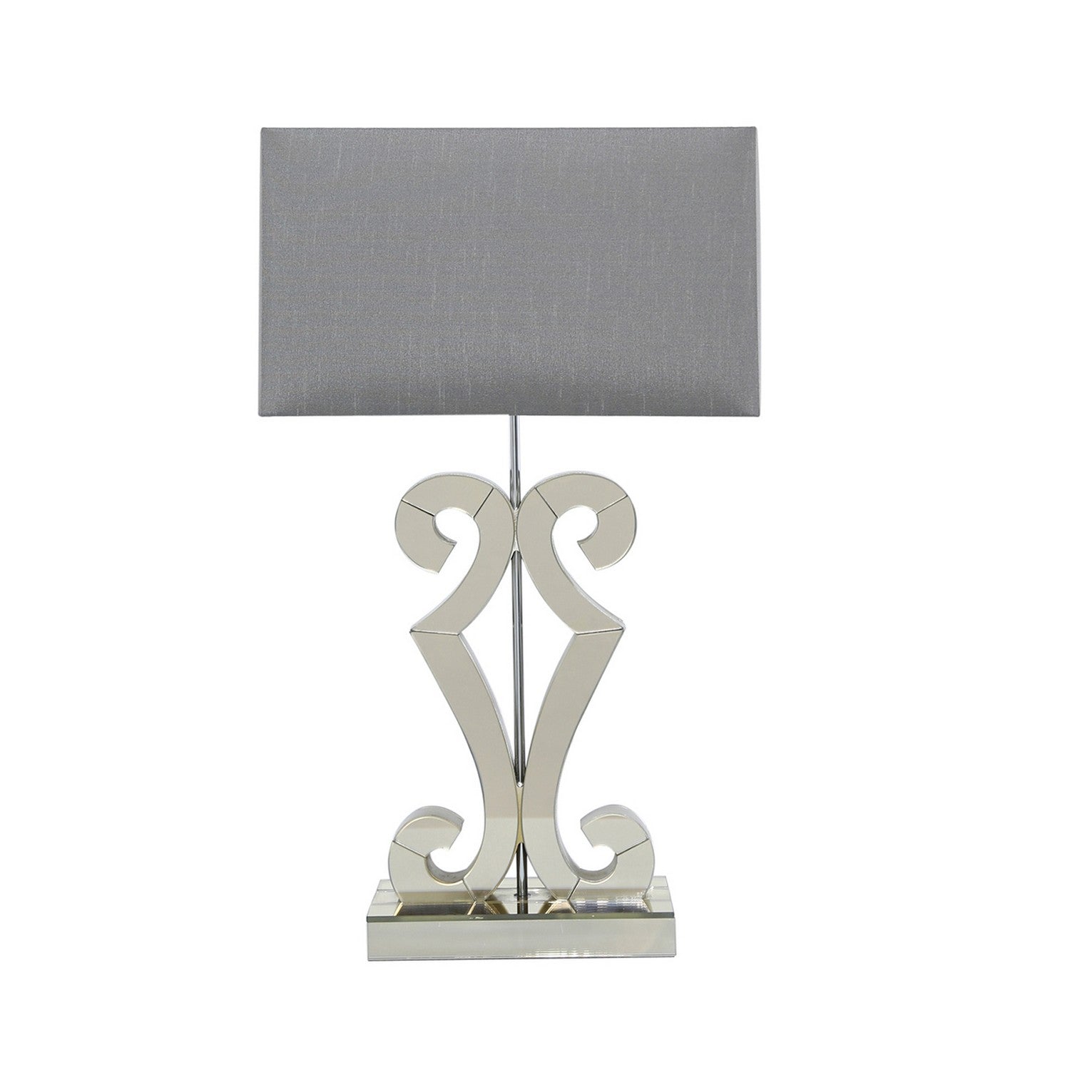 Gold Glass Base Table Lamp  with 16inch Grey Velvet Shade