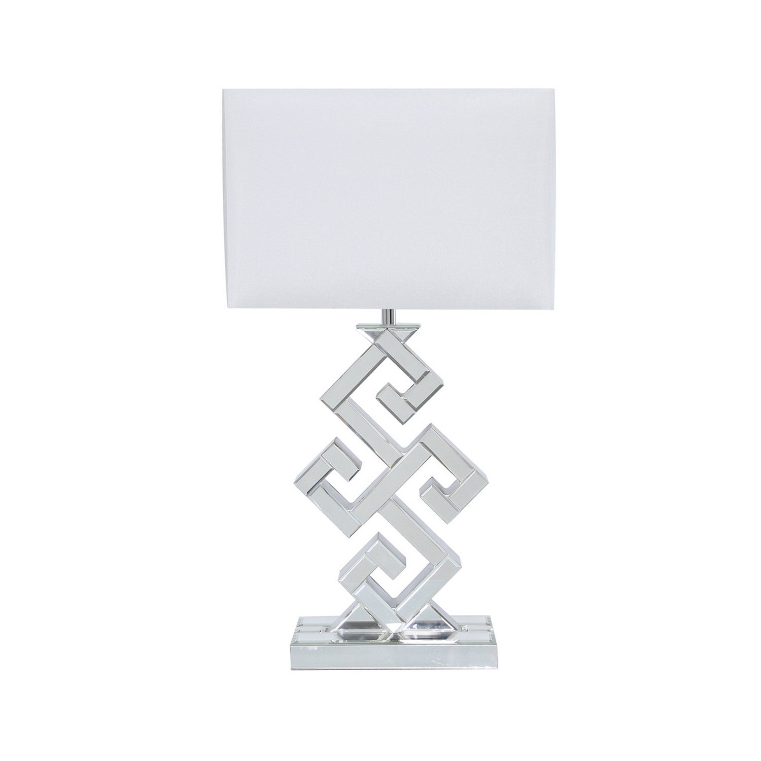 Clear Glass Table Lamp with White Shade