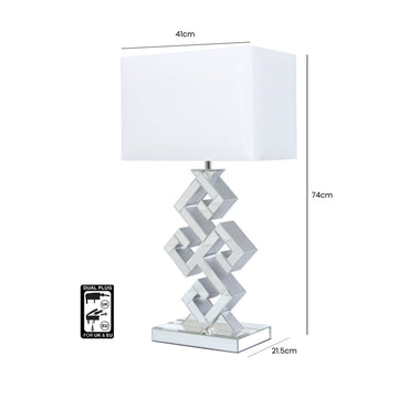 Clear Glass Table Lamp with White Shade