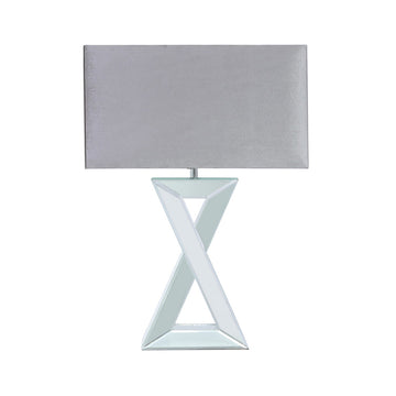 72cm X-Shape Mirrored Table Lamp with 20inch Grey Shade