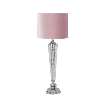 94cm Chrome Glass Table Lamp with 14inch Pink Velvet Shade