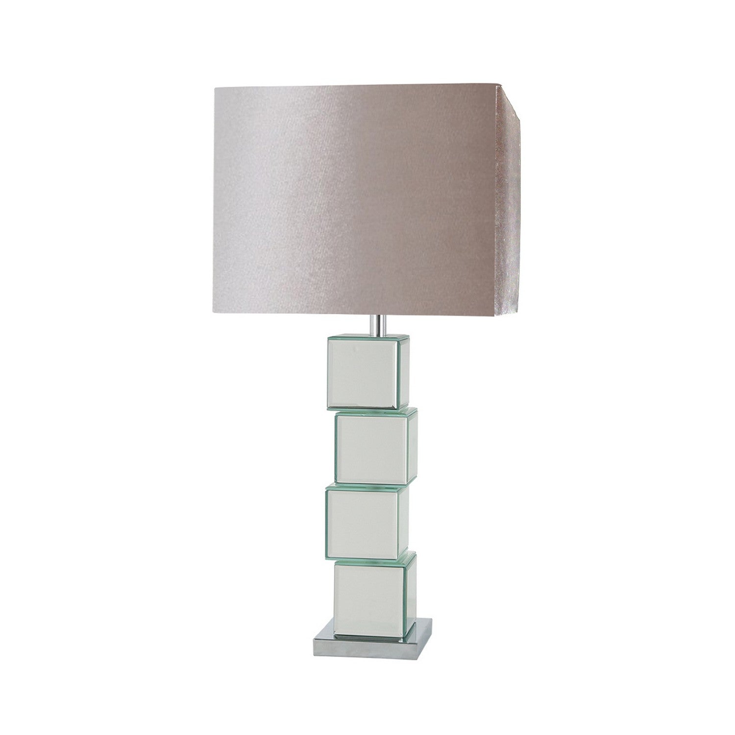 Block Design Mirror Table Lamp with Champagne Shade