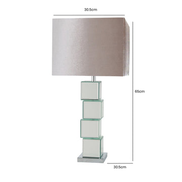 Block Design Mirror Table Lamp with Champagne Shade