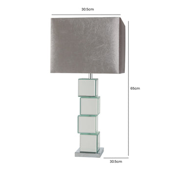 Block Design Mirror Table Lamp with Grey Shade