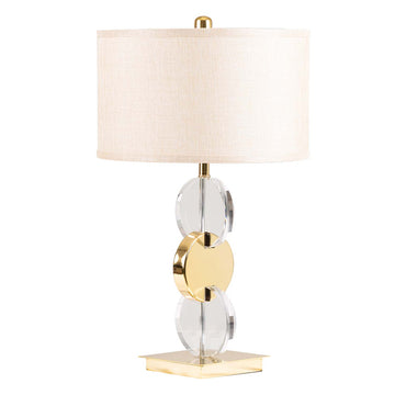 66cm 3-Tier Circle Gold Glass Base Taupe Silk Shade Table Lamp