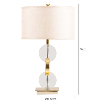 66cm 3-Tier Circle Gold Glass Base Taupe Silk Shade Table Lamp