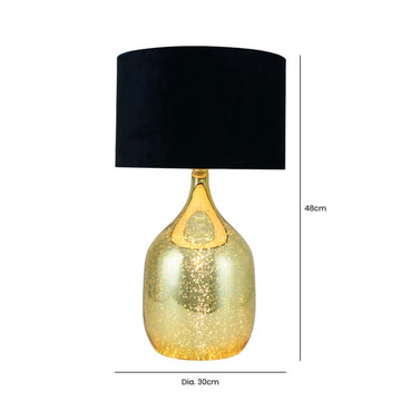 48cm Gold Glass Table Lamp With Black Shade