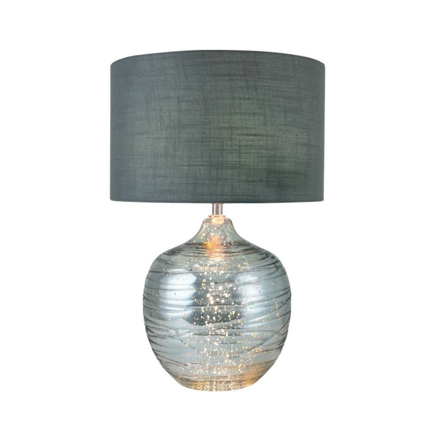 47cm Silver Glass Table Lamp With Grey Shade