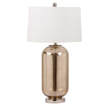 77cm Champagne Glass Cream Faux Silk Shade Table Lamp