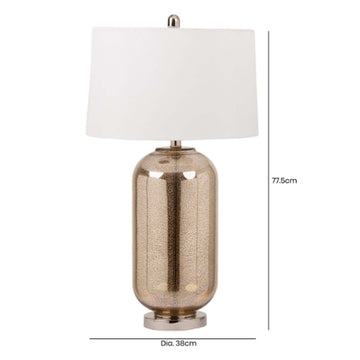 77cm Champagne Glass Cream Faux Silk Shade Table Lamp