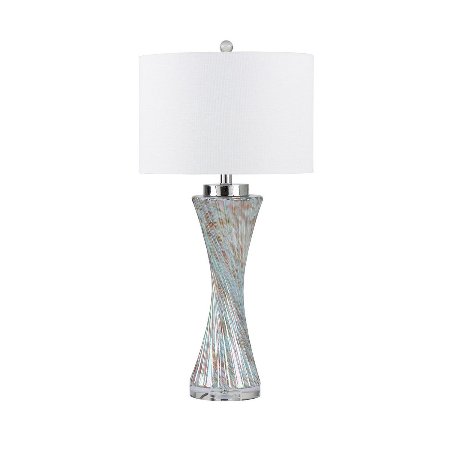 78cm Blue & Gold Base Table Lamp with White Fabric Shade