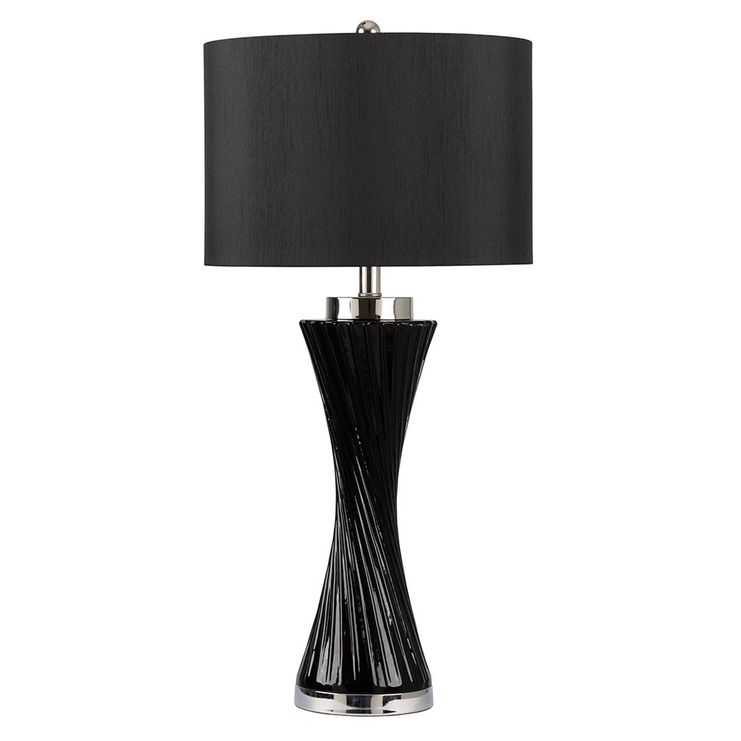 78cm Black Desk Table Lamp with Black Faux Silk Shade