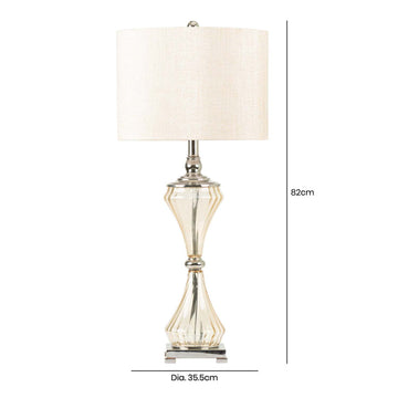 82cm Clear Hourglass Cream Linen Shade Table Lamp