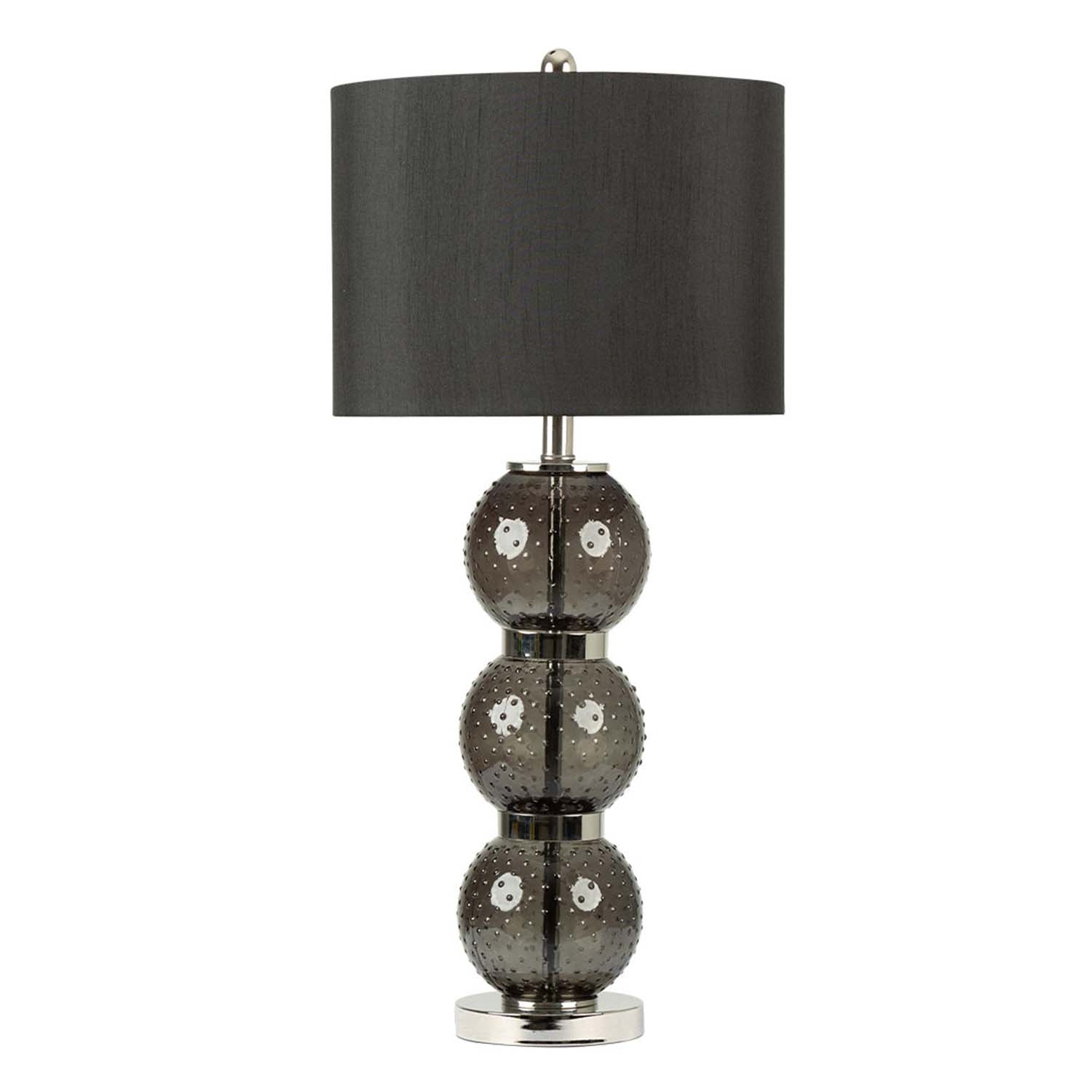 71cm Clear Black Glass Base Faux Silk Shade Table Lamp