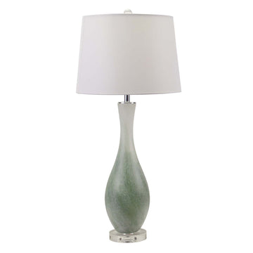 76cm Black White Glass Base Linen Shade Table Lamp