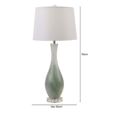 76cm Black White Glass Base Linen Shade Table Lamp