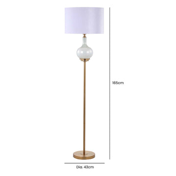 165cm Two Tone Brown Glass Satin Silk Shade Floor Lamp