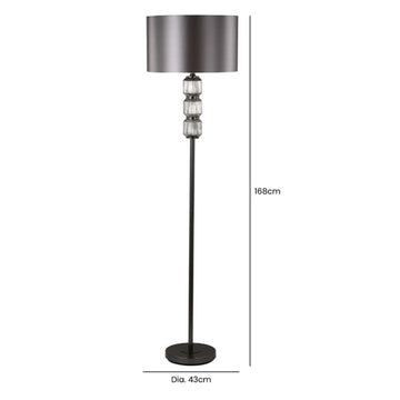 57cm Silver Frost Glass Bronze Velvet Shade Table Lamp