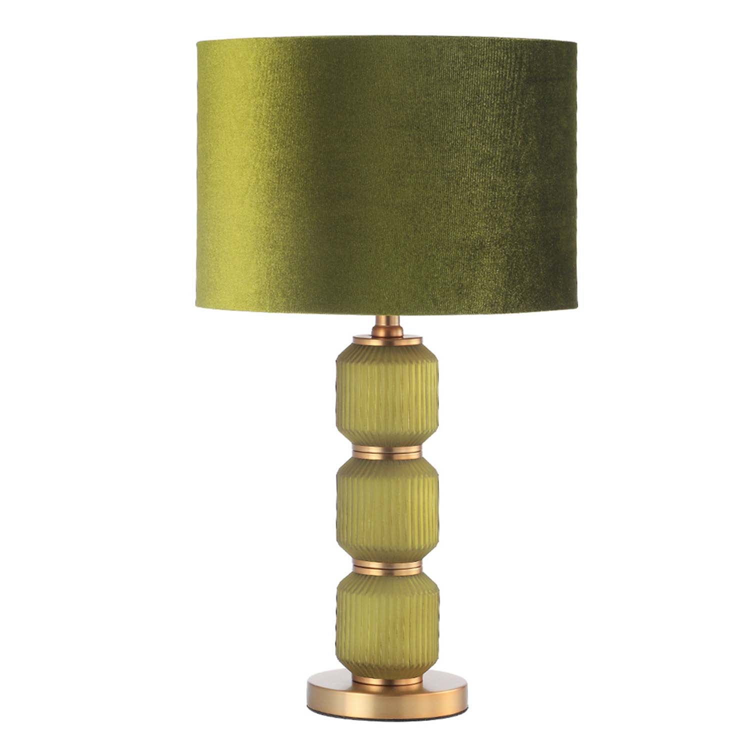 57cm Brown Pleated Glass Champagne Velvet Shade Table Lamp